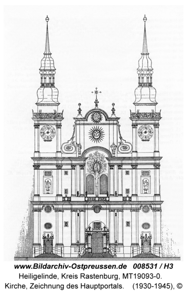 Heiligelinde, Kirche, Zeichnung des Hauptportals