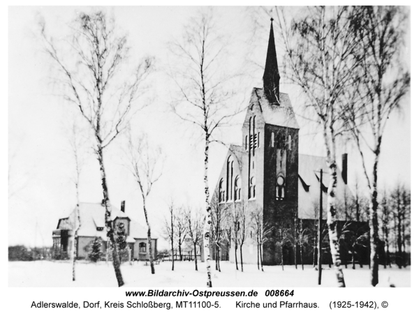 Adlerswalde, Kirche und Pfarrhaus