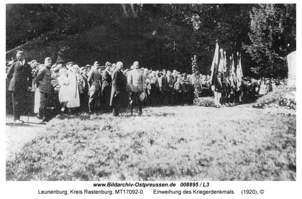 Leunenburg, Einweihung des Kriegerdenkmals