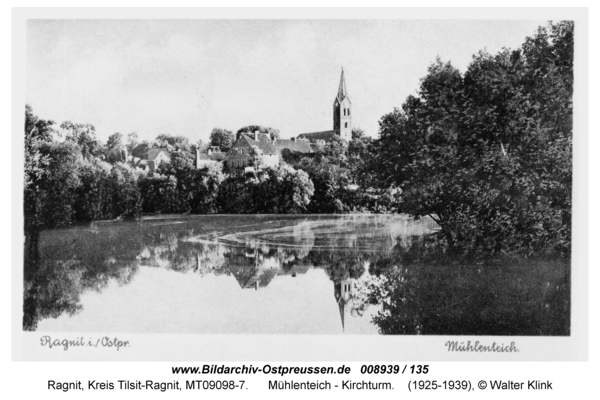 Ragnit, Mühlenteich - Kirchturm