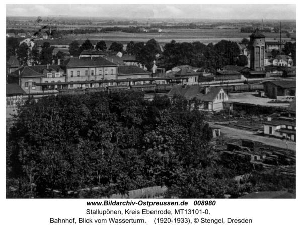 Stallupönen, Bahnhof, Blick vom Wasserturm