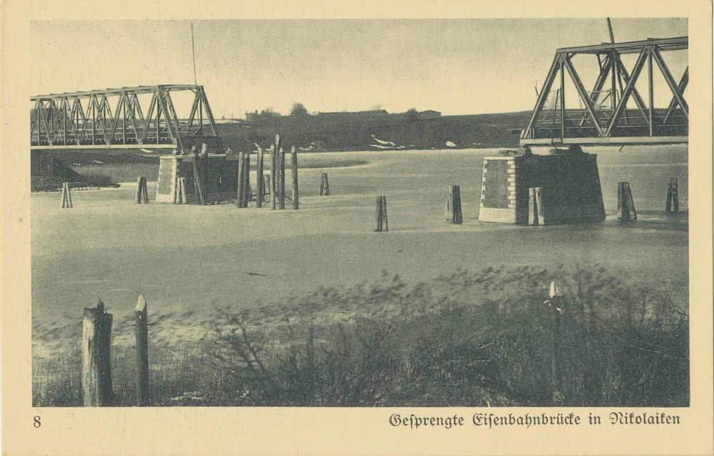 Nikolaiken Kr. Sensburg, gesprengte Eisenbahnbrücke