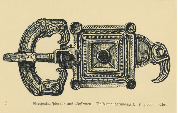 Kreis Sensburg, Prähistorische Funde, Greifenkopfschnalle aus Kossewen, Vökerwanderungszeit um 900 n. Chr.