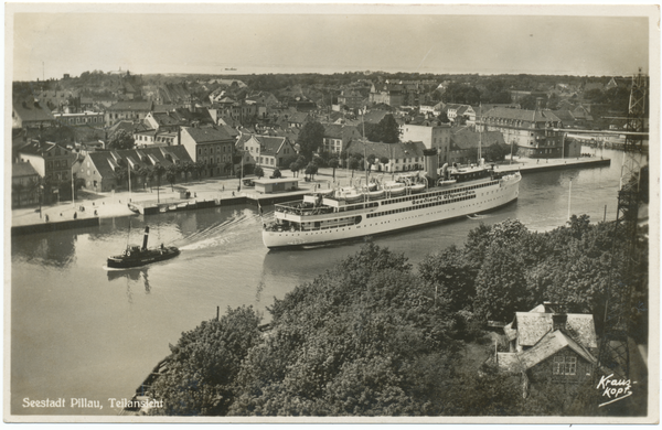 Pillau, Seestadt, Ortsansicht von Südost mit Seedienst Ostpreußen