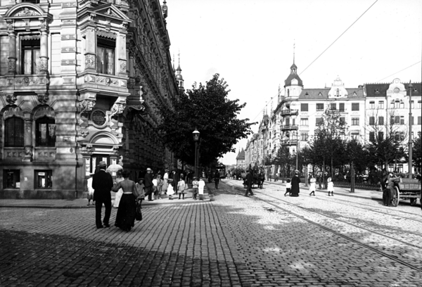 Königsberg, Perspektive der Kaiserstraße bis zur Kaiserbrücke