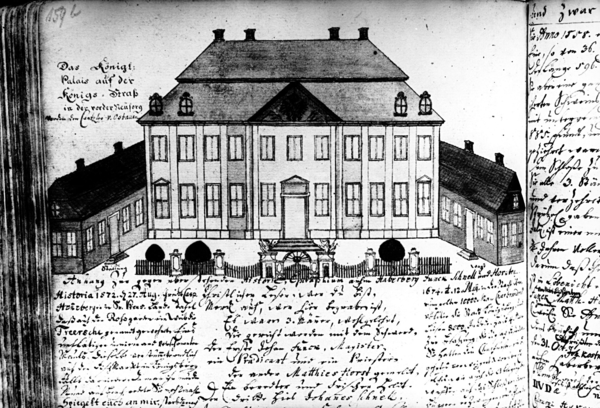 Königsberg, Königshaus an der Königstraße 65/67 (Zeichnung von Hermann)