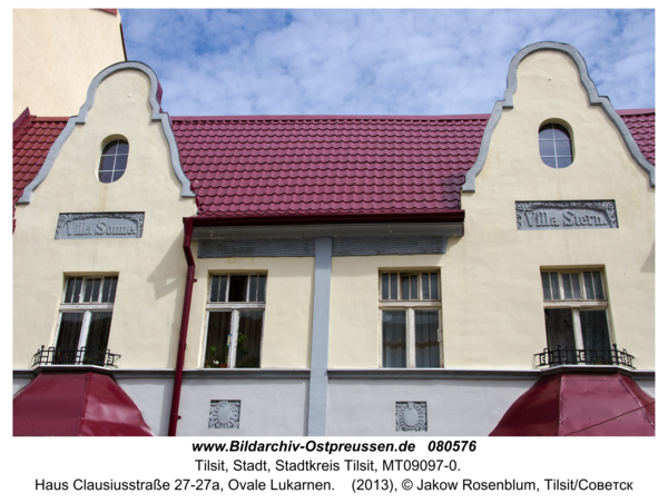 Tilsit (Советск), Haus Clausiusstraße 27-27a, Ovale Lukarnen