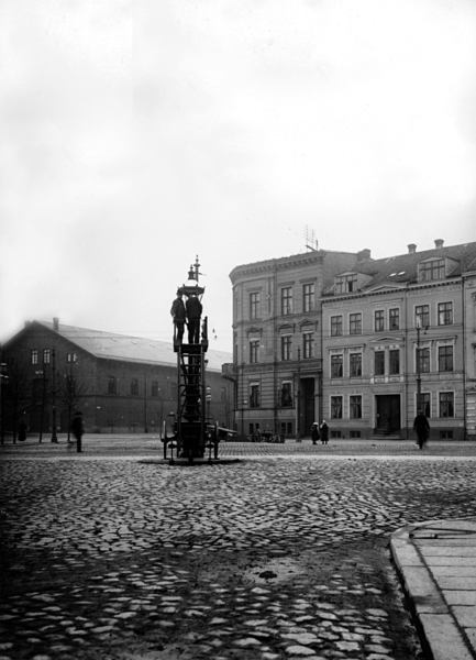 Königsberg, Steindamm, Reparatur einer Gaslaterne