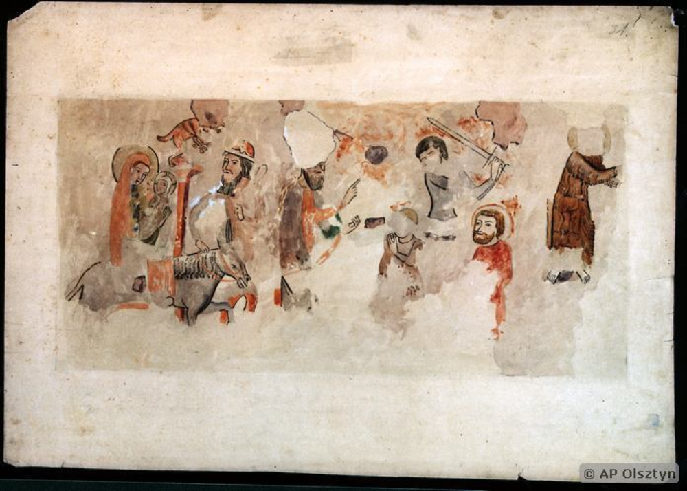Königsberg (Pr.), Dom, Fragment gotischer Fresken an der Nordwand des Hohen Chores
