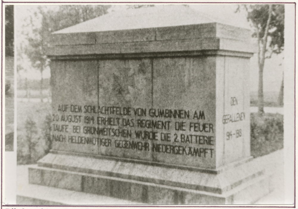 Grünweitschen, Denkmal des Feldartillerie Reg. 36, Rückseite