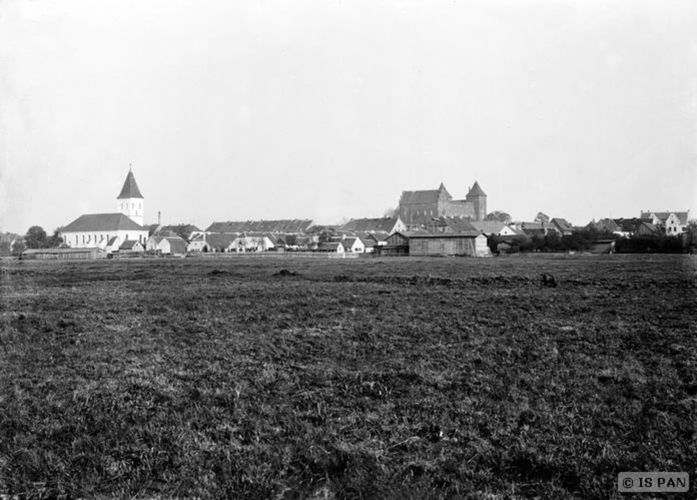 Neidenburg, Stadt, Ortsansicht mit ev. Kirche und Schloss