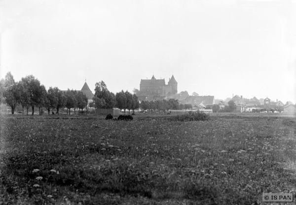 Neidenburg, Stadt, Ortsansicht mit ev. Kirche und Schloss