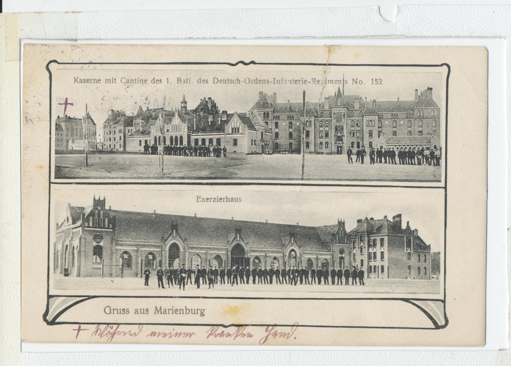 Marienburg, Westpr., Infanterie - Kaserne mit Cantine, Exerzierhaus des 1 Bataillons des Deutsch - Ordens - Inf., - Reg. Nr. 152