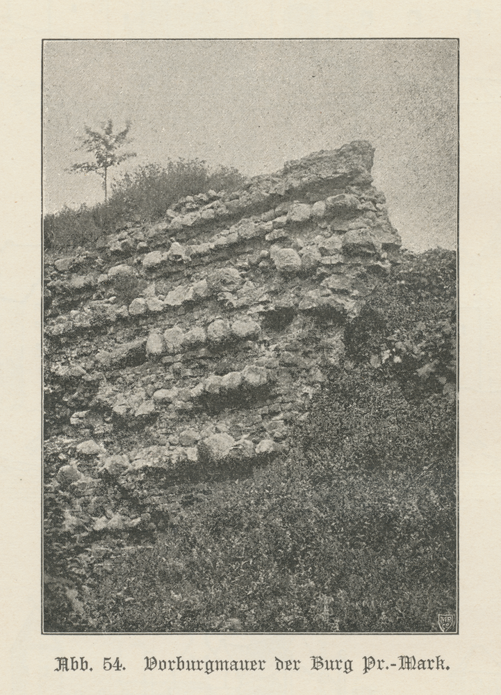 Preußisch Mark Kr. Mohrungen, Burgruine, Mauerreste in der ehemaligen Vorburg