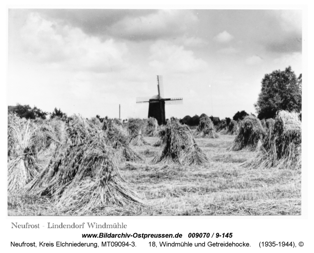 Neufrost/ Lindendorf, 18, Windmühle und Getreidehocke