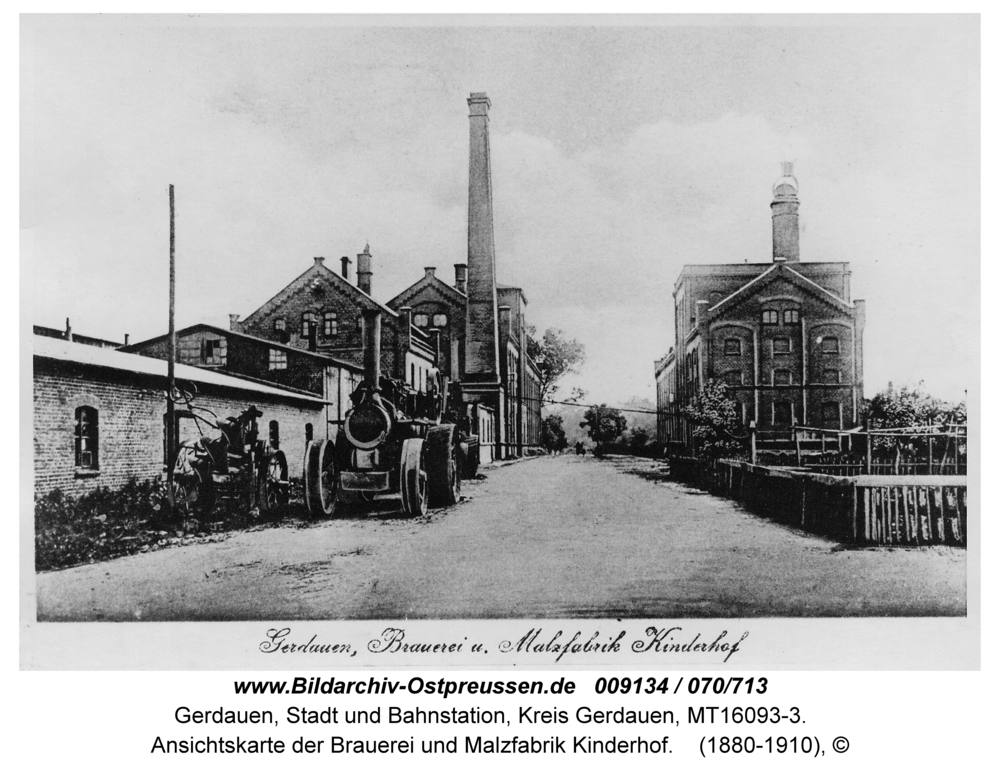 Gerdauen, Ansichtskarte der Brauerei und Malzfabrik Kinderhof