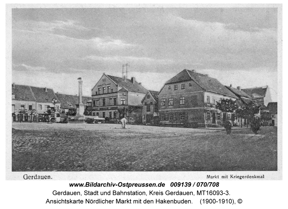 Gerdauen, Ansichtskarte Nördlicher Markt mit den Hakenbuden