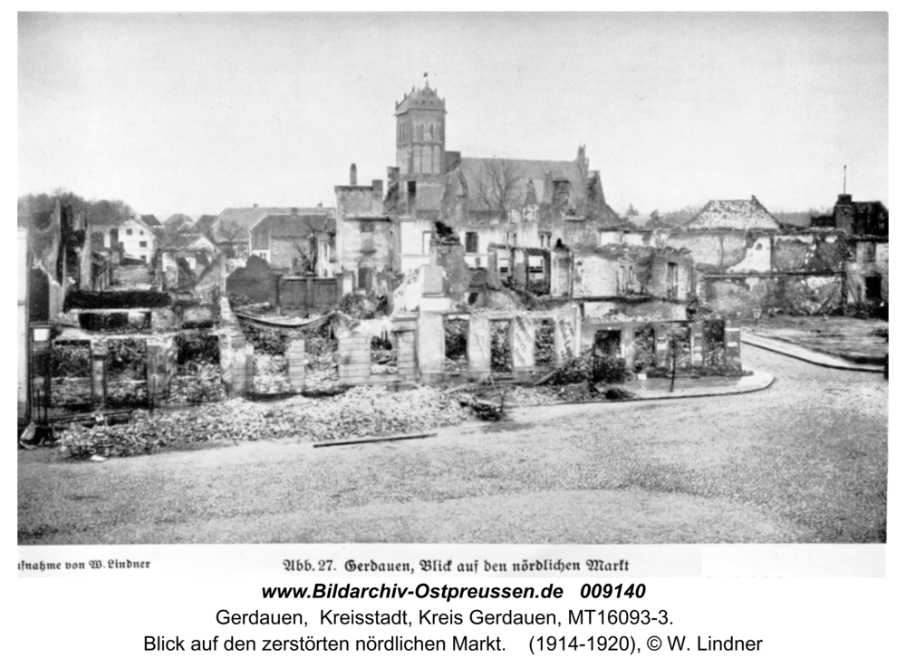 Gerdauen, Blick auf den zerstörten nördlichen Markt