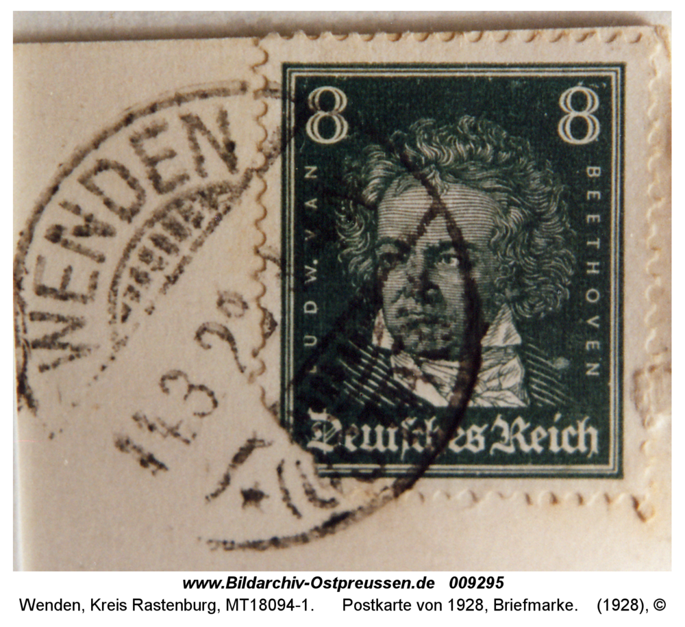 Wenden, Postkarte von 1928, Briefmarke