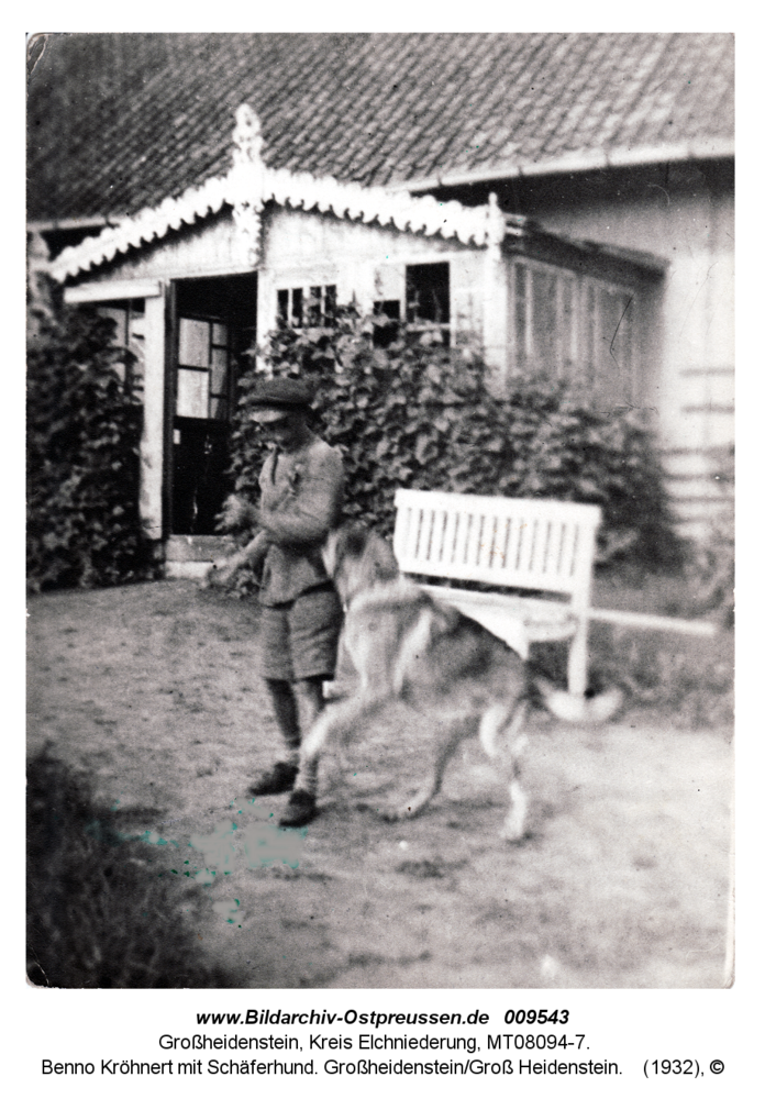 Benno Kröhnert mit Schäferhund. Großheidenstein/Groß Heidenstein