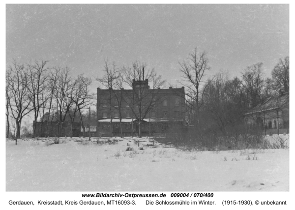 Gerdauen, Die Schlossmühle im Winter