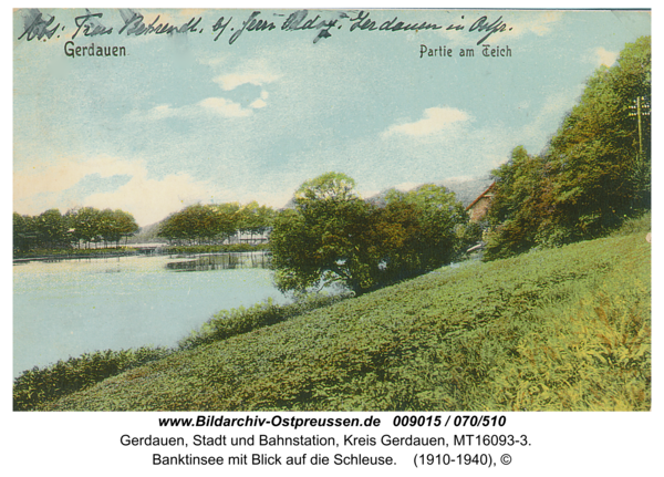 Gerdauen, Banktinsee mit Blick auf die Schleuse