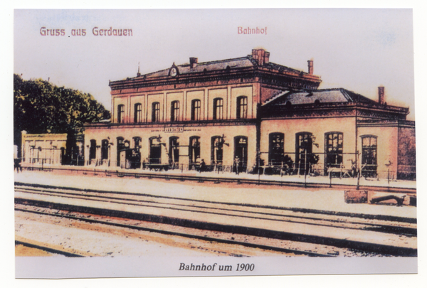 Gerdauen, Bahnhof von der Bahnsteigseite gesehen