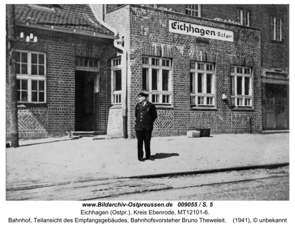 Eichhagen, Bahnhof, Teilansicht des Empfangsgebäudes, Bahnhofsvorsteher Bruno Theweleit