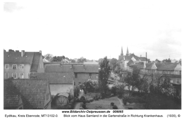 Eydtkau, Blick vom Haus Samland in die Gartenstraße in Richtung Krankenhaus