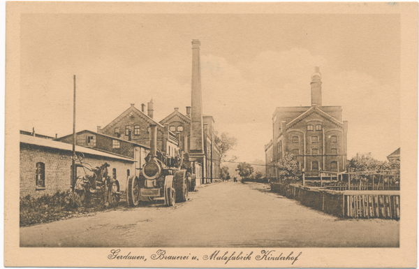 Gerdauen, Ansichtskarte der Brauerei und Malzfabrik Kinderhof