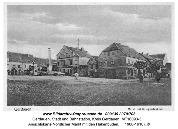 Gerdauen, Ansichtskarte Nördlicher Markt mit den Hakenbuden