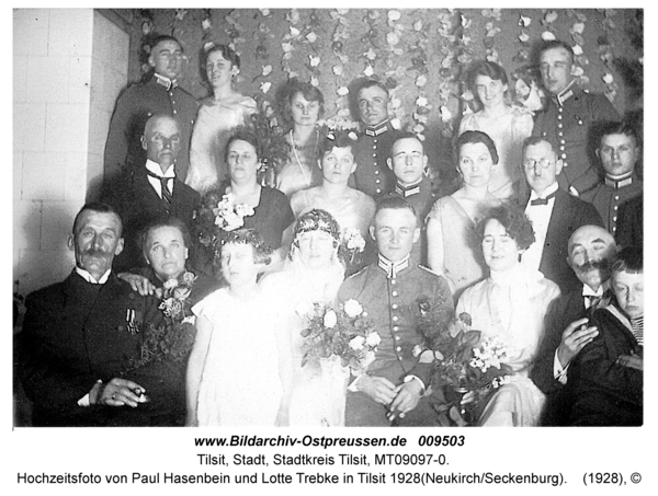 Hochzeitsfoto von Paul Hasenbein und Lotte Trebke in Tilsit 1928 (Neukirch/Seckenburg)