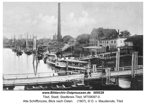 Tilsit, Alte Schiffbrücke, Blick nach Osten