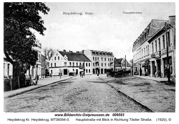 Heydekrug, Hauptstraße mit Blick in Richtung Tilsiter Straße