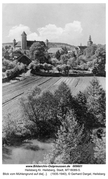 Heilsberg, Blick vom Mühlengrund auf die Stadt