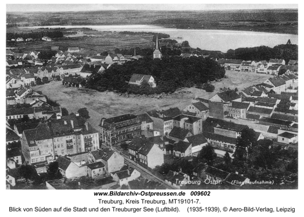 Treuburg, Blick von Süden auf die Stadt und den Treuburger See (Luftbild)