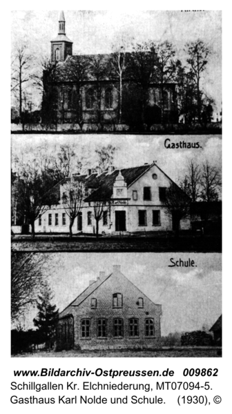 Hochdünen/Schillgallen mit katholischer Kirche, Gasthaus Karl Nolde und Schule