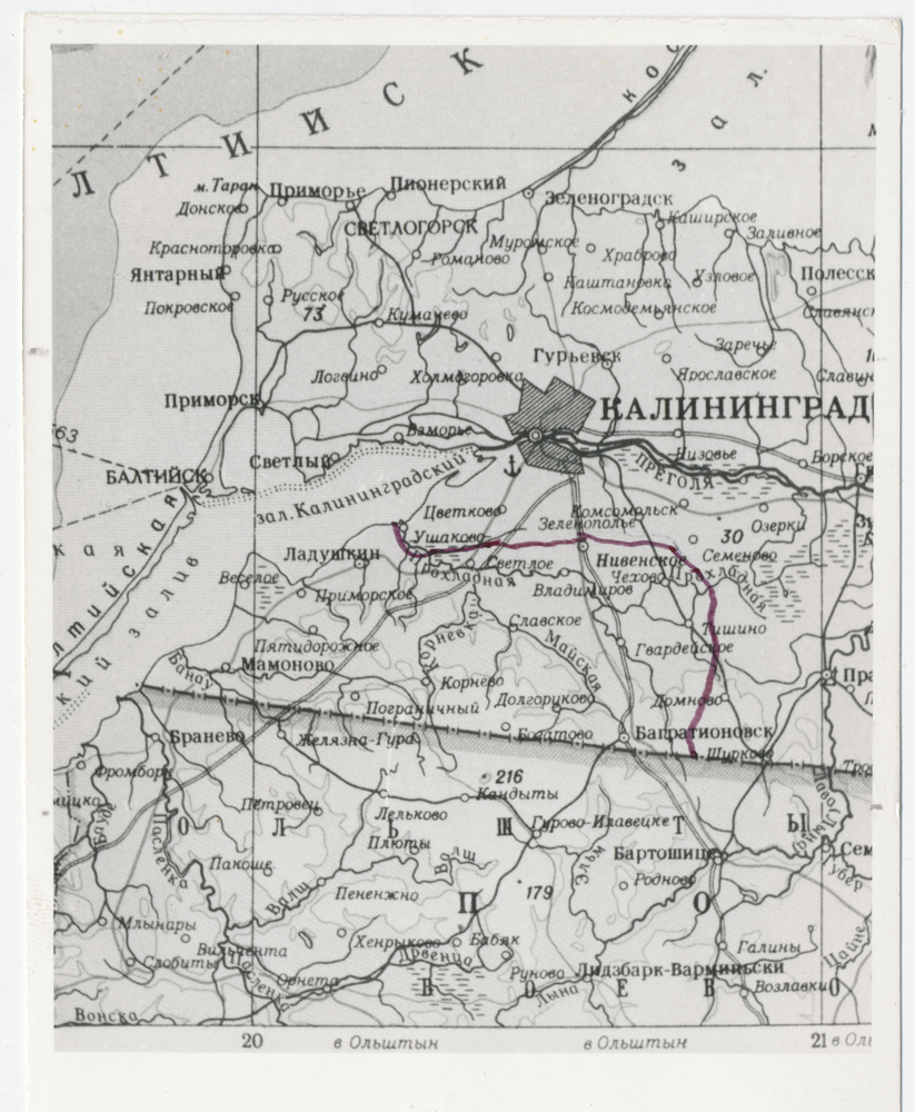 Ostpreußen, Teilausschnitt russisches Kartenmaterial