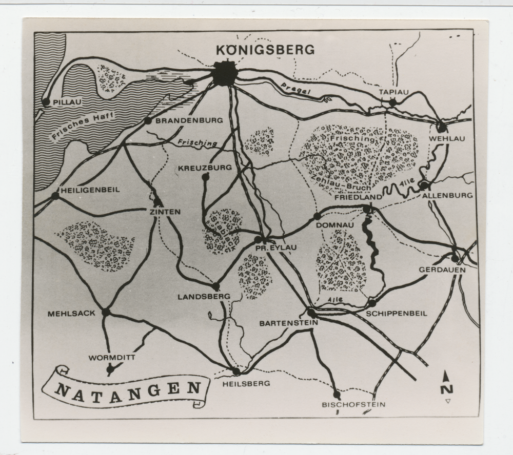 Ostpreußen, Kartenauschnitt des historischen Gebiet Natangen