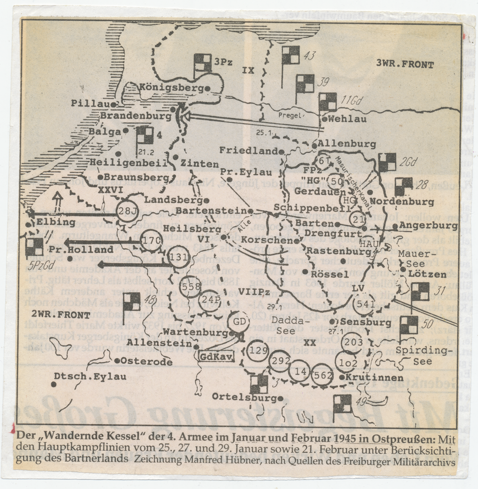 Ostpreußen, Frontverlauf der 4. Armee 1945