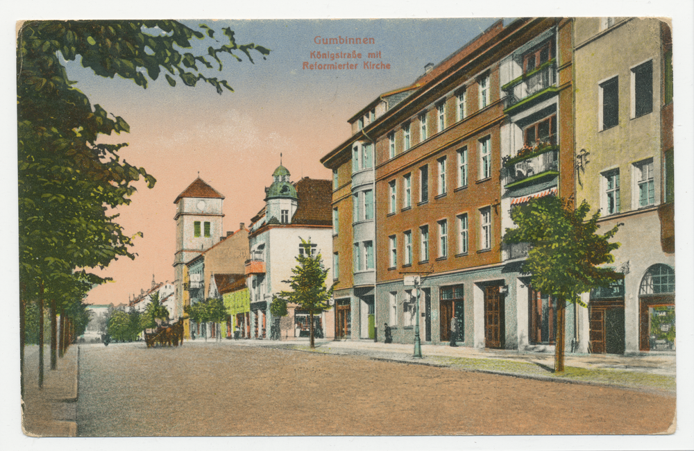 Gumbinnen, Königstraße mit Blick zur Reformierten Kirche