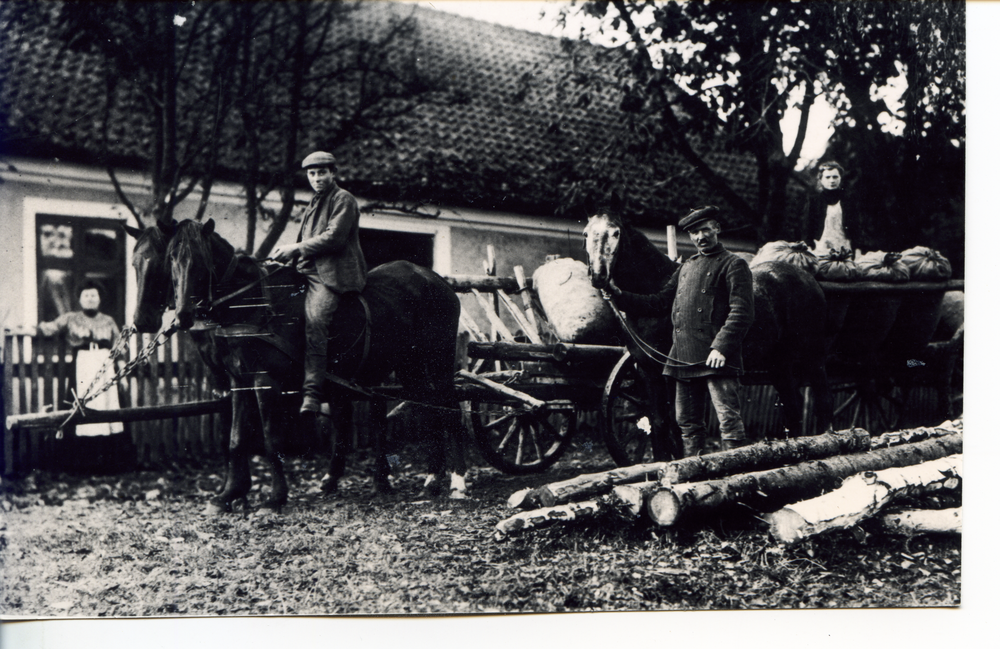 Pörschken Kr. Heiligenbeil, Landwirt Hasenpusch bringt Pflanzkartoffeln zum Feld