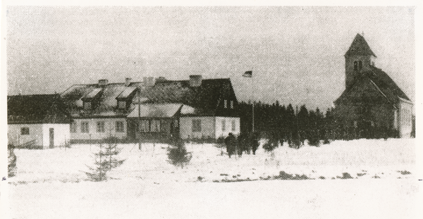 Stablack Kr. Preußisch Eylau, Pfarrhaus mit Stall und Kirche