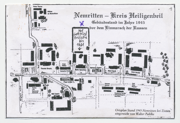 Nemritten, Ortsplan (Zeichnung), Gehöft Gottfried Braxein