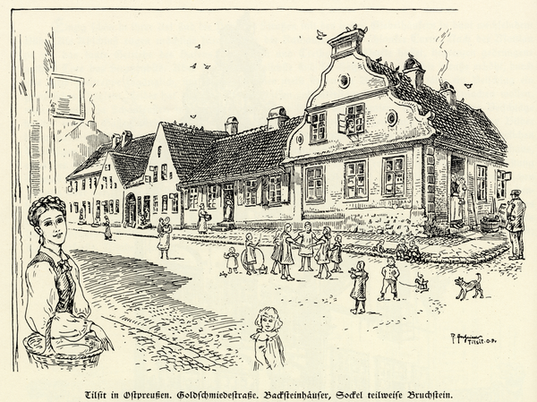 Tilsit, Goldschmiedestraße, Ecke Langgasse