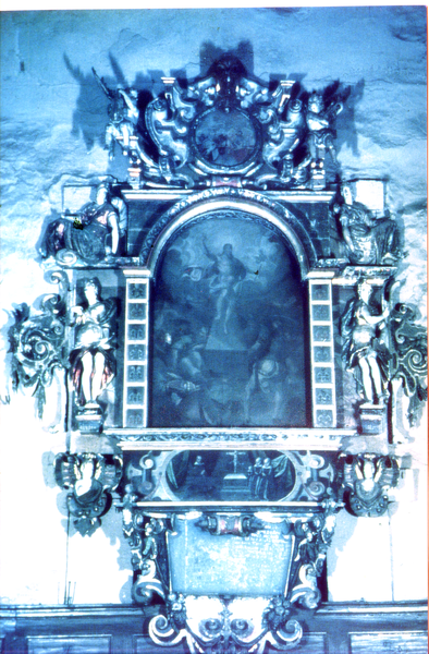 Pörschken Kr. Heiligenbeil,  Ev. Kirche, Ausschnitt der bemalten Korbbogendecke ca. 1738