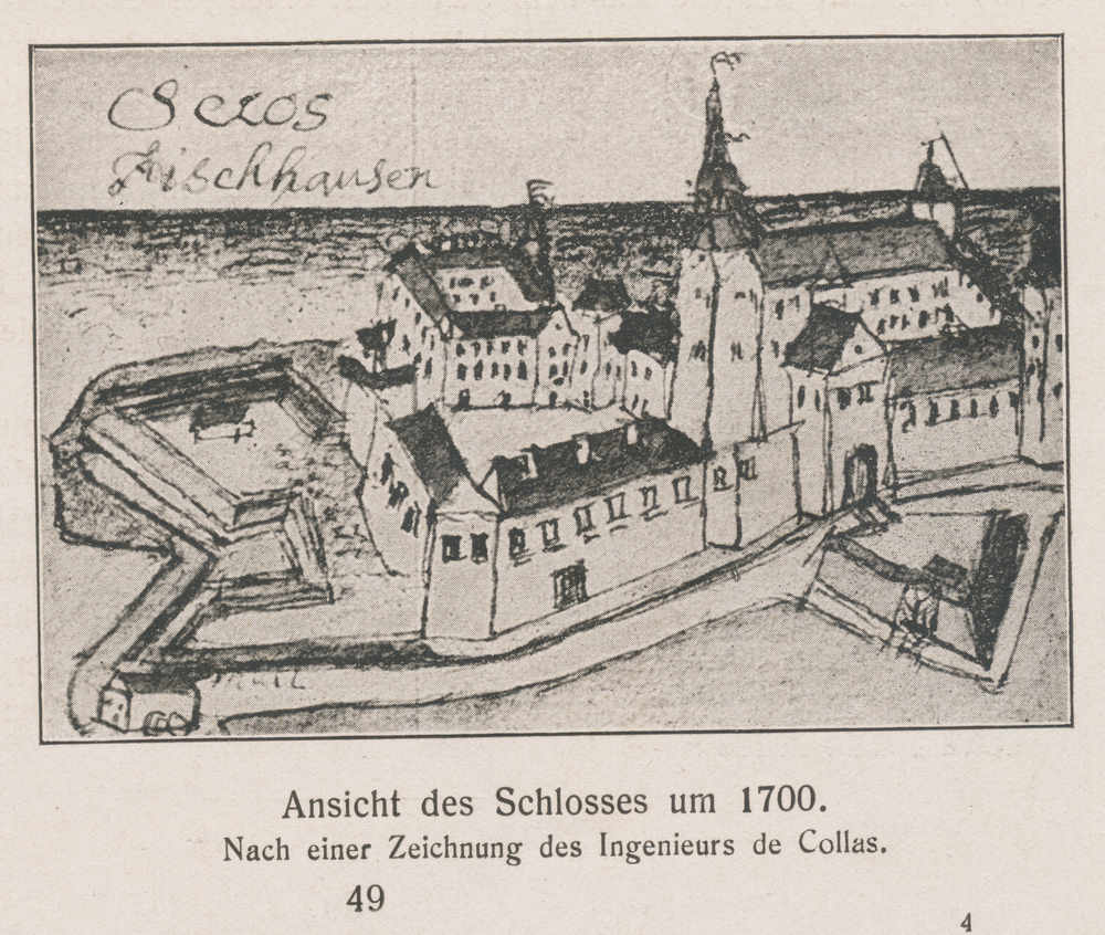 Fischhausen Schloß, Ansicht nach einer Zeichnung des Ingenieurs de Collas