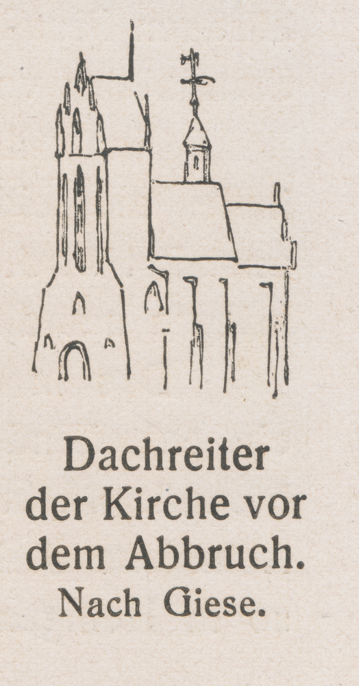 Fischhausen, Stadt, Dachreiter der Kirche vor dem Abbruch, Skizze nach Giese
