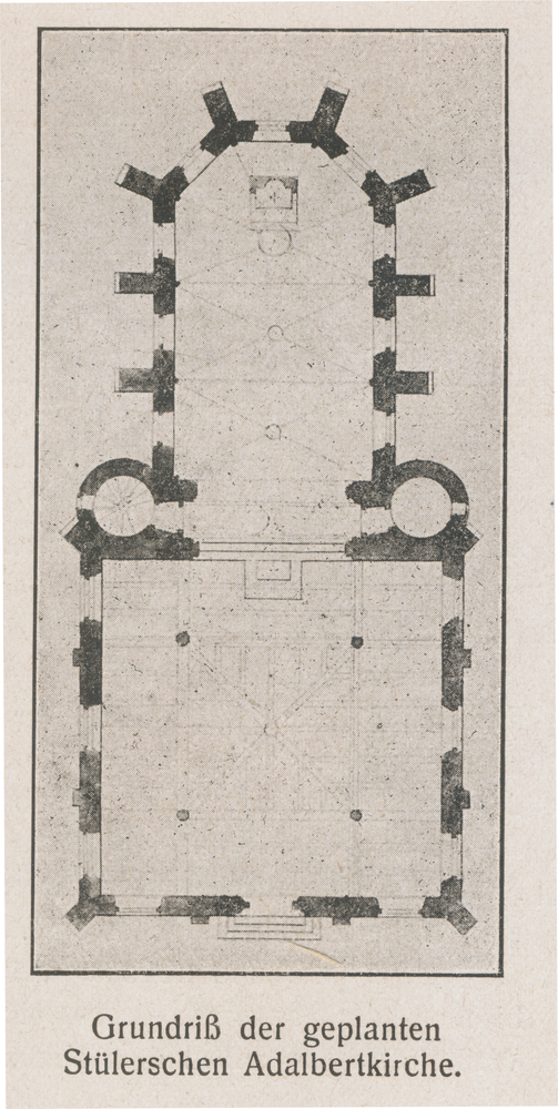 Königsberg, Grundriß der von Stüler geplanten Adalbertskirche