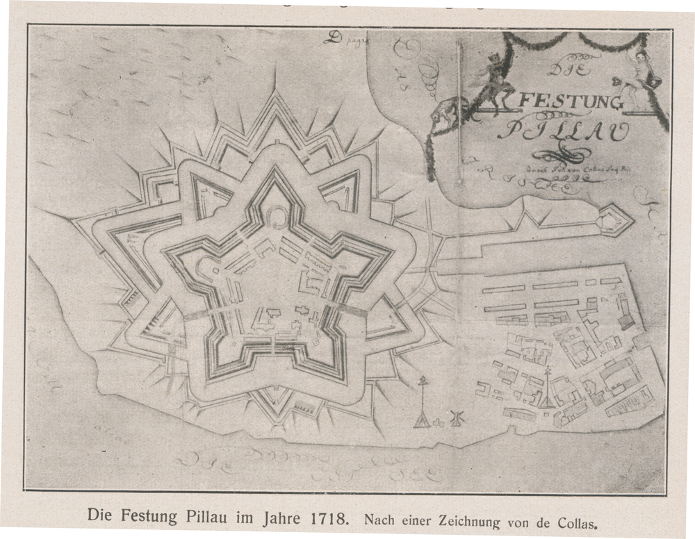 Alt Pillau, Die Festung Pillau nach einer Zeichnung von de Collas